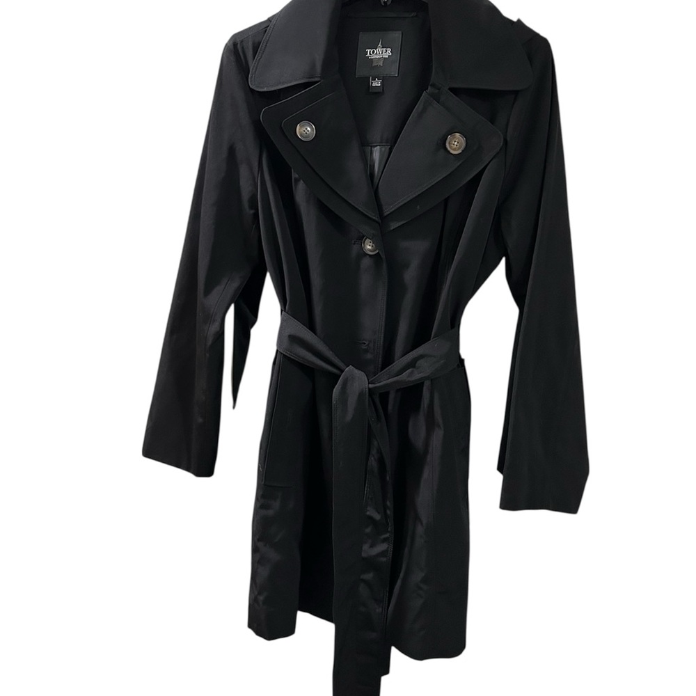 London Fog Elegant Black Trench Coat NWOT
